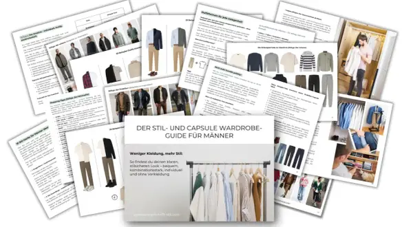 Ein Mann sortiert Kleidung für seinen Capsule Kleiderschrank. Der Guide zeigt Outfit-Ideen und Styling-Tipps.