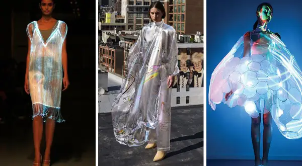 Leuchtende Kleider, transparente Stoffe und futuristische Designs – das ist Kleidung der Zukunft.