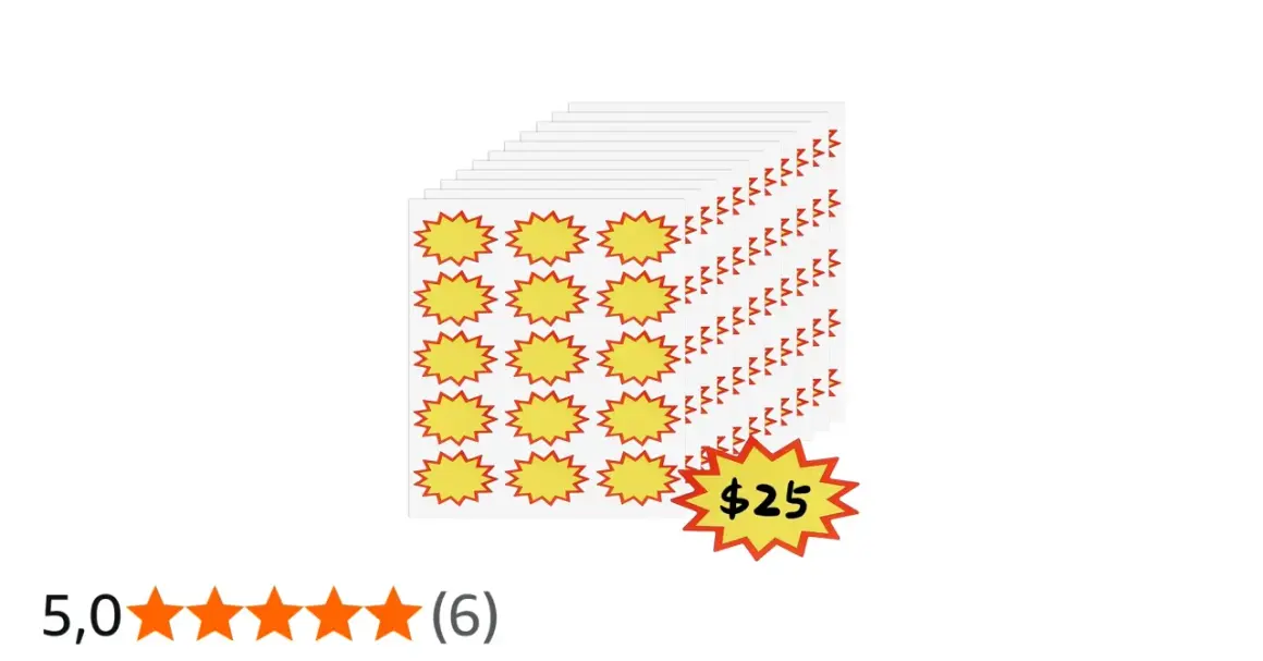 Aufkleber mit Sternform, ideal für Flohmarkt Preisschilder. Ja oder Nein? Hier sind sie, bereit für deine Angebote!